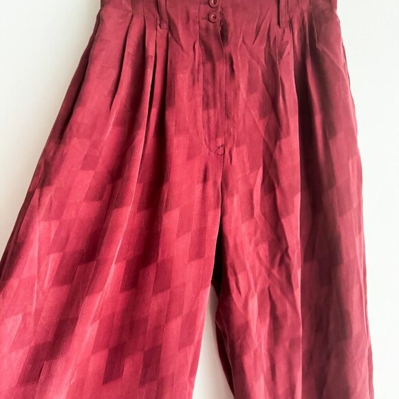 Vintage Silk Bugundy Pants - Picture 3 of 5